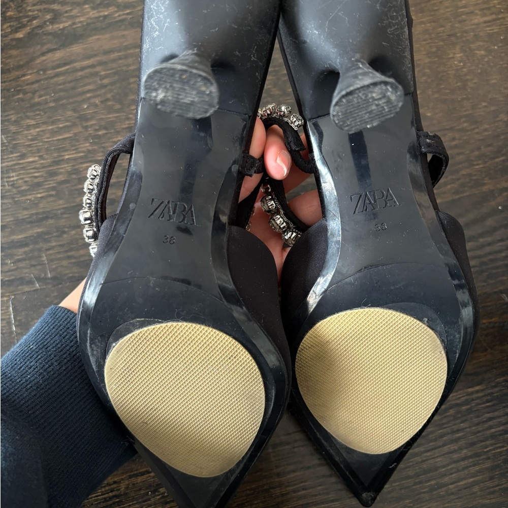 Zara Black Heels with Crystal Embellishments - Picture 3 of 3